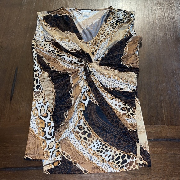 Cache chain animal print knot front top size M - Picture 5 of 7